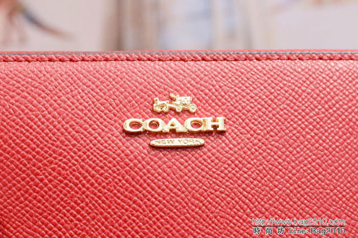 COACH蔻馳 F52859 pvc配皮 經典logo專櫃新款 馬車標拼色 長款拉鏈錢包 outlets款  Chz1336